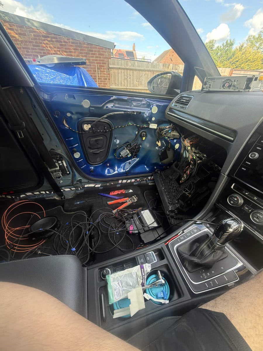 Golf R Dynaudio retrofit with the door card off