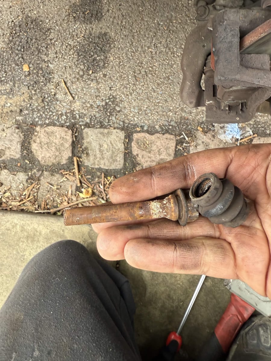 Seized brake caliper slide pin